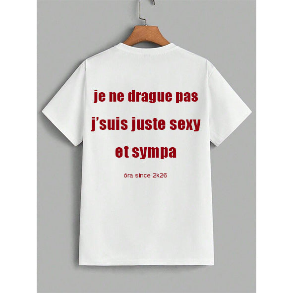 T-shirt óra blanc, flocage rouge - mockup