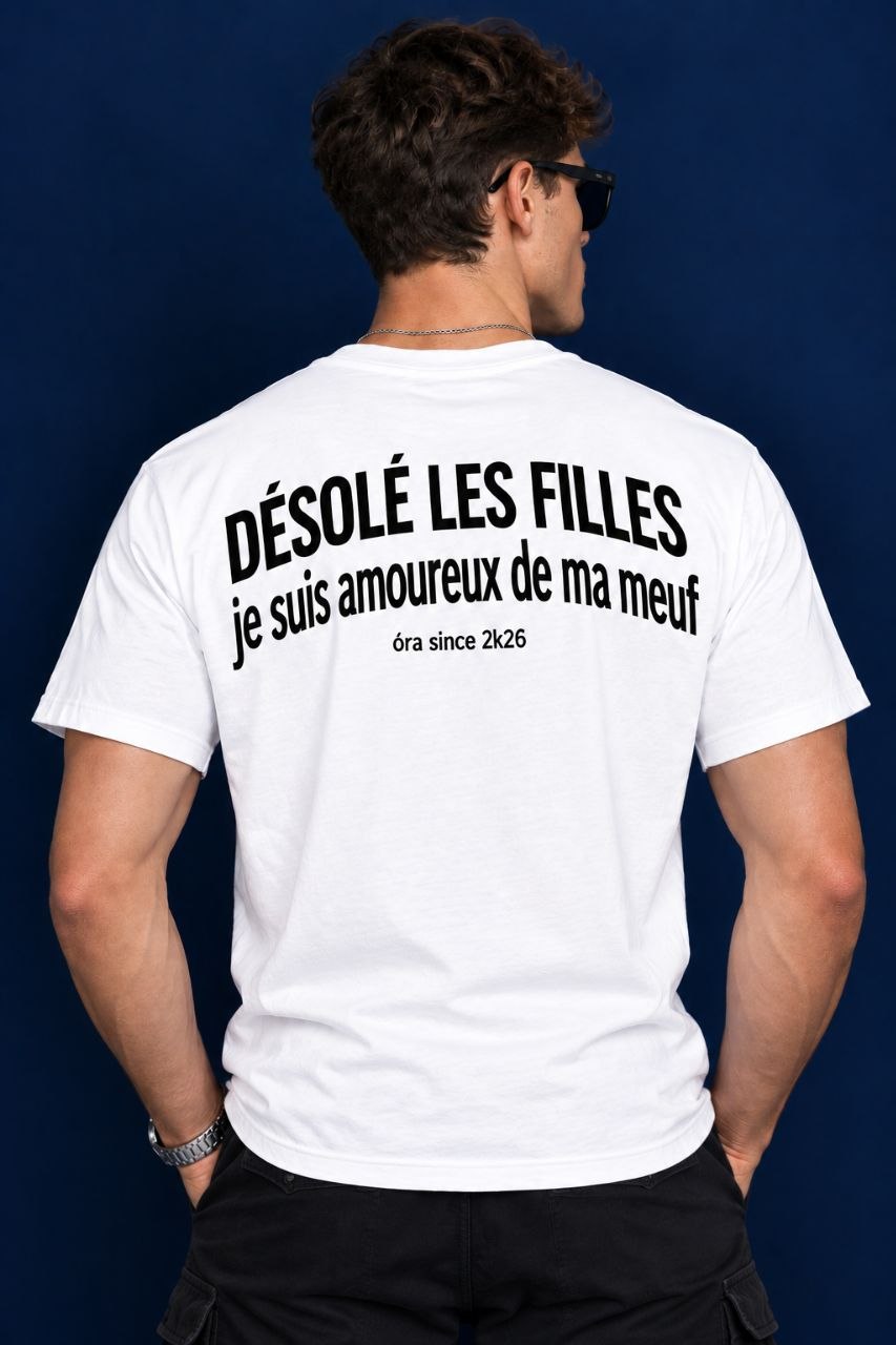 T-shirt blanc, flocage noir - mannequin
